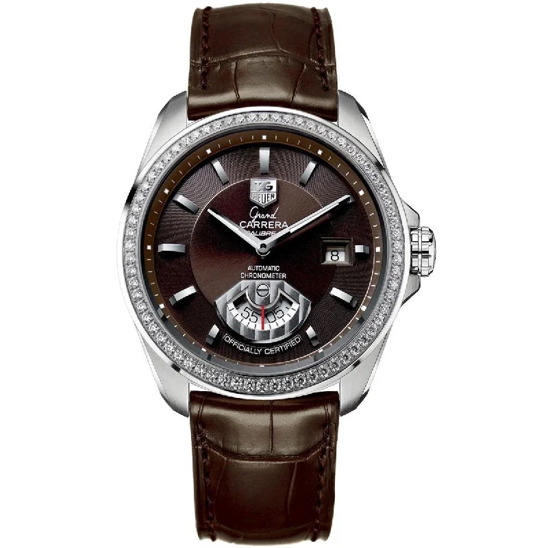 Minimalist Analog Watches for Everyday WearTag Heuer Men's WAV511E.FC6230 Grand Carrera Brown Leather Watch