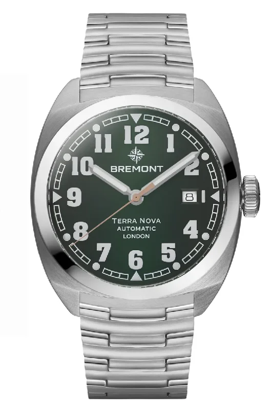 Stainless Steel Dress Watches for BusinessmenBremont Terra Nova 40.5mm Date TN40-DT-SS-GN-B