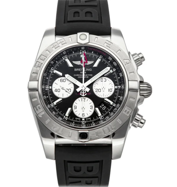 Alloy Cased Watches for Affordable QualityBreitling Chronomat 44 GMT Stainless Steel Black Dial with Black Diver Pro 3