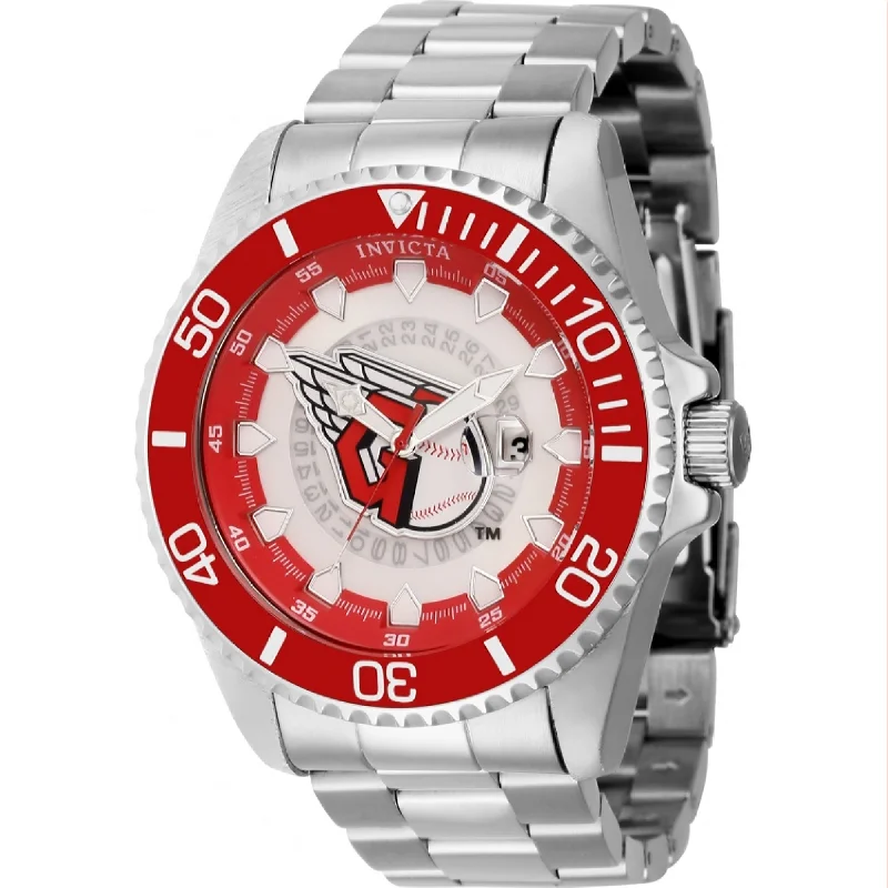 Watches with Glossy Finish Cases for a Shiny AppealInvicta MLB Quartz MLB Guardians Red Dial Men's Watch 43461