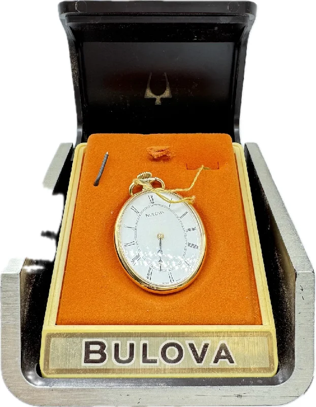 Watches with Luminous Markers for Night VisibilityVintage Bulova Oval w Breguet Hands Mechanical Open Face Pocket Watch w Box