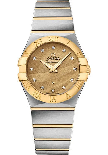 Diamond-Encrusted Luxury Watches for Special OccasionsOmega Constellation Quartz Watch - 27 mm Steel And Yellow Gold Case - Sandy Champagne Dial - 123.20.27.60.58.003