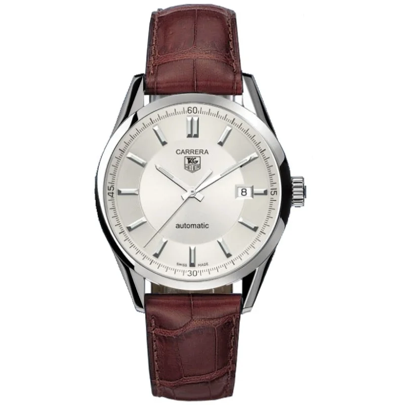 Watches with Embossed Dials for a Textured LookTag Heuer Men's WV211A.FC6181 Carrera Brown Leather Watch