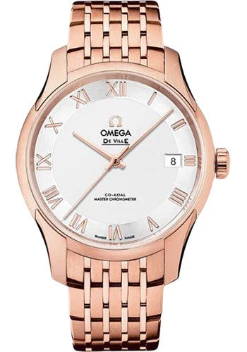 Watches with Gold Plated Cases for a Luxurious LookOmega De Ville Hour Vision Co-Axial Master Chronometer Watch - 41 mm Sedna Gold Case - Two-Zone -Silver Dial - 433.50.41.21.02.001