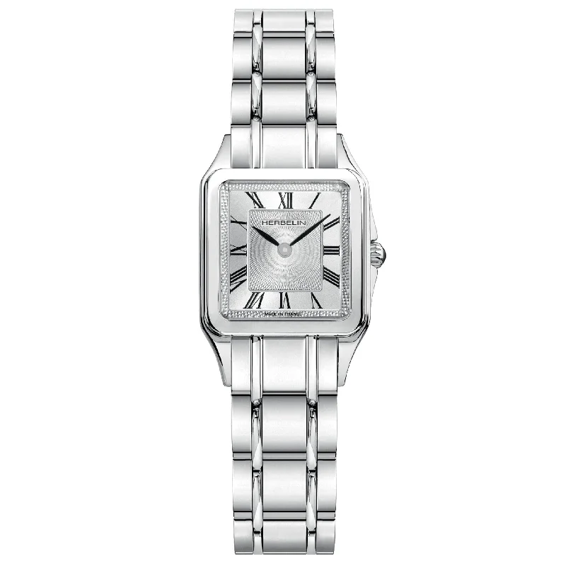 Square Dial Watches with Modern DesignHerbelin Luna Ladies Silver Watch 17457B01