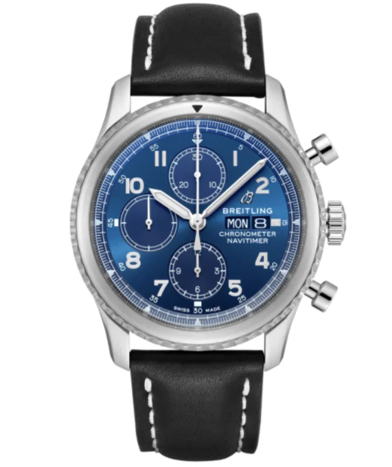 Dressy Watches for Evening EventsBreitling Navitimer 8 Chronograph 43 Blue Dial with Black Leather Strap