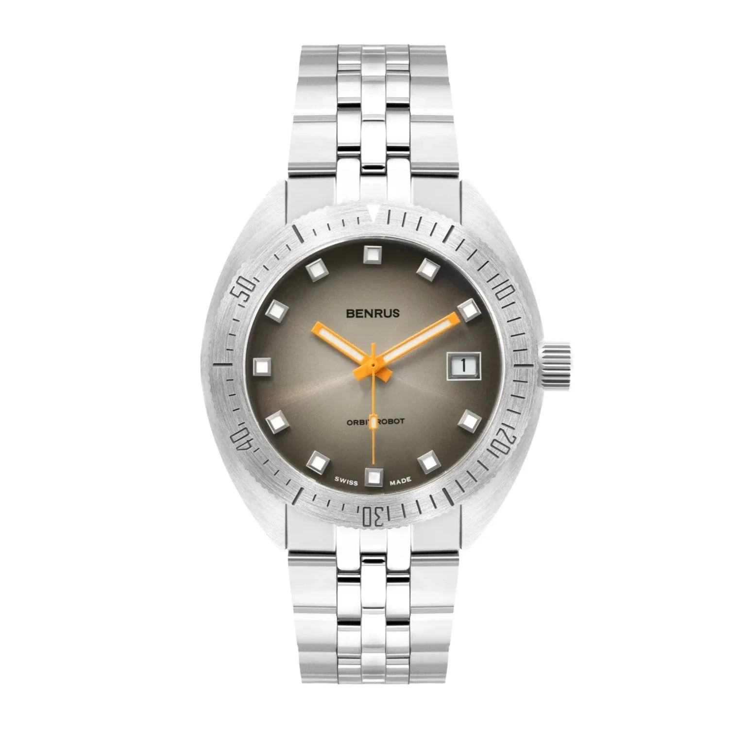 Watches with Baton-Style Hands for a Classic LookBenrus Men's Orbit Robot Skin Diver Watch Grey