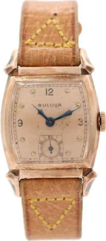 Military Style Watches with Luminescent HandsVintage 25mm Bulova Cadet Men's Mechanical Wristwatch 10 BA USA 10k Rose RGP