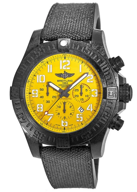 Watches with Luminous Markers for Night VisibilityBreitling Avenger Hurricane Matte Black Polymer Yellow Dial