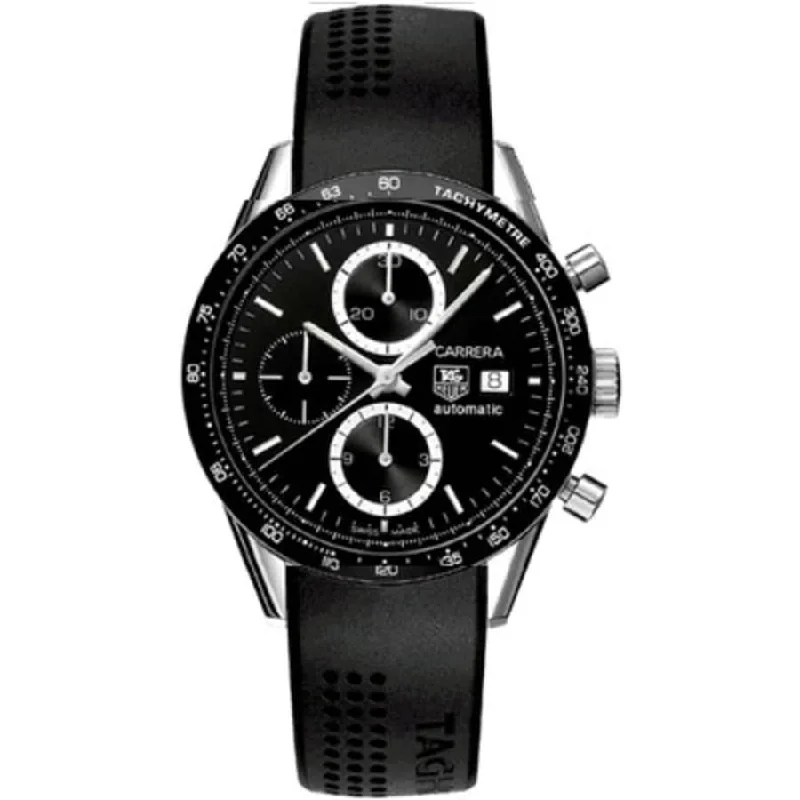 Solar-Powered Watches for Eco-Conscious UsersTag Heuer Men's CV2010.FT6007 Carrera Chronograph Black Rubber Watch