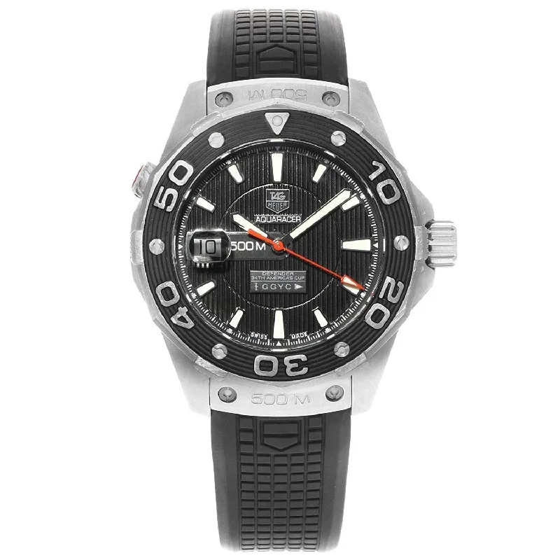 Watches with Silicone Straps for a Soft FeelTag Heuer Men's WAJ2119.FT6015 Aquaracer Black Rubber Watch