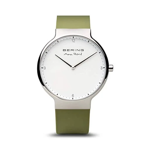 Titanium Cased Watches for Lightweight ComfortBering Max René Polished Silver Green Watch