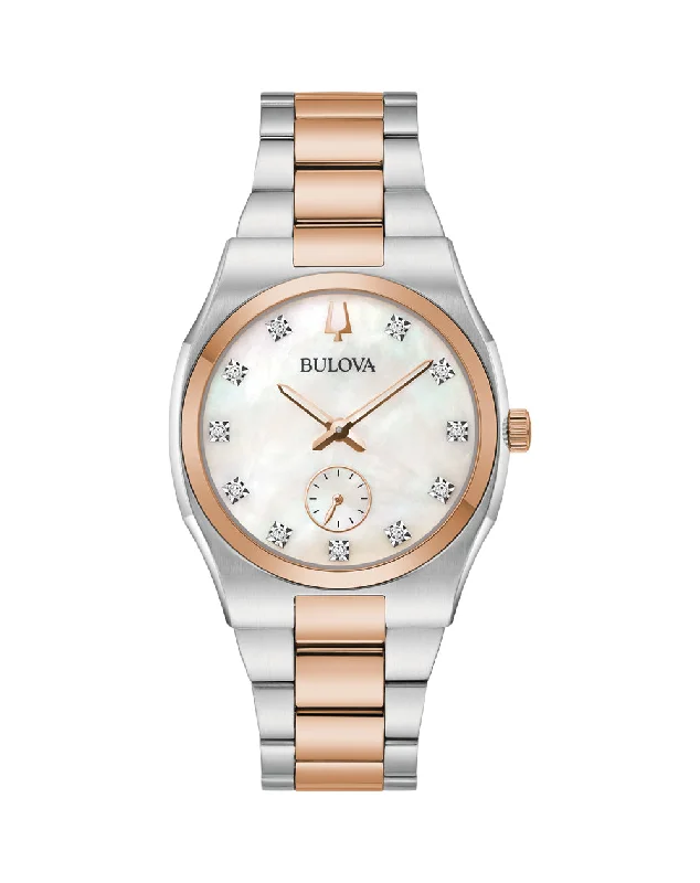 Watches with Matte Finish Cases for a Sophisticated LookBulova Elegant Surveyor Diamond Adorned Stainless Steel Timepiece 98P221