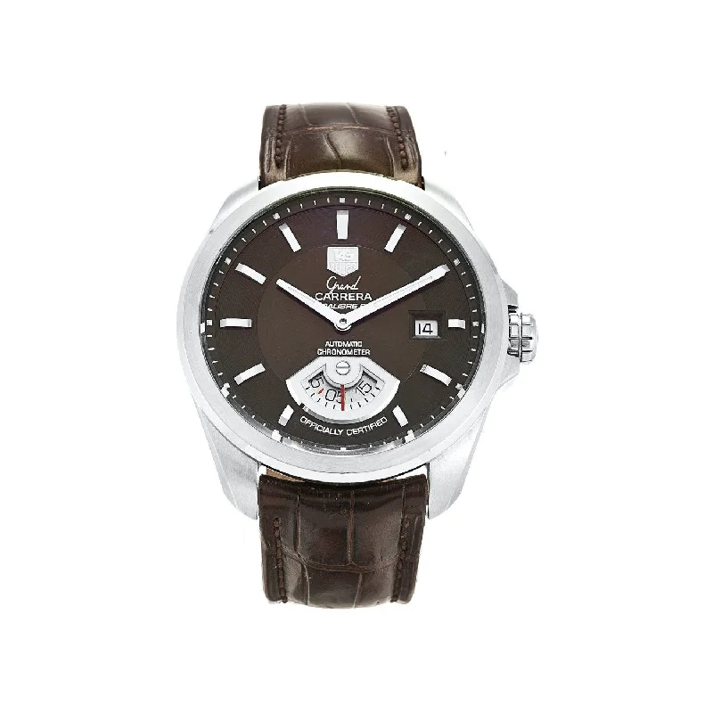 Ceramic Cased Watches with Mother-of-Pearl DialsTag Heuer Men's WAV511C.FC6230 Grand Carrera Brown Leather Watch