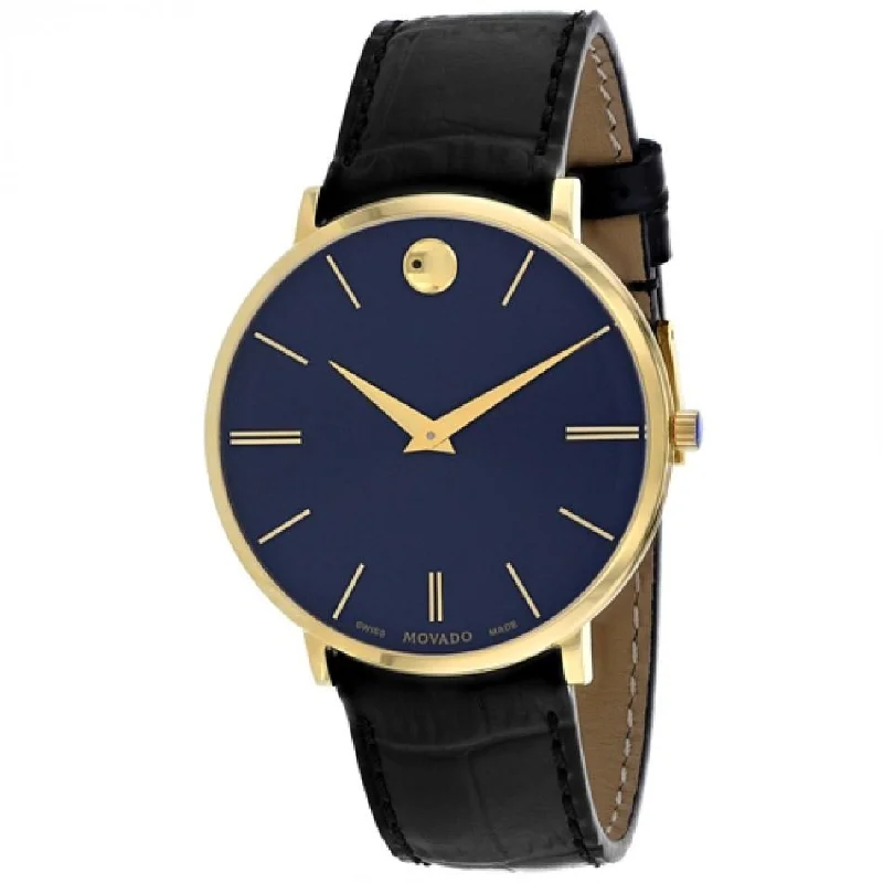 Limited Edition Watches for Exclusive CollectorsMovado Men's 0607173 Ultra Slim Black Leather Watch