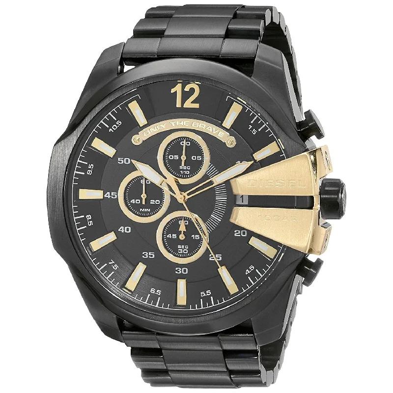 Analog-Digital Hybrid Watches for Dual FunctionalityDiesel Mega Chief Quartz Chronograph Black Dial Men's Watch DZ4338