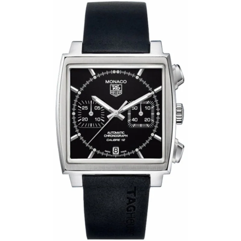 Watches with Rubber Straps for Comfort and DurabilityTag Heuer Men's CAW2110.FT6005 Monaco Chronograph Black Rubber Watch