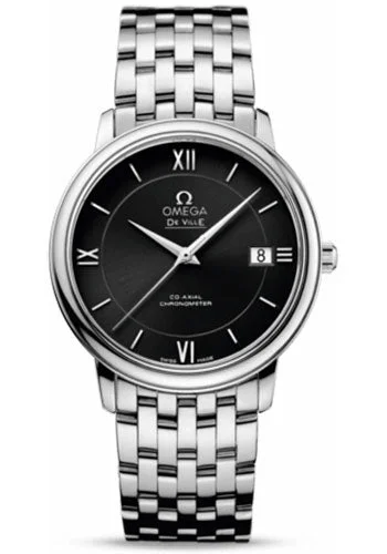 Men’s Dress Watches with Slim ProfilesOmega De Ville Prestige Co-Axial Watch - 36.8 mm Steel Case - Black Dial - 424.10.37.20.01.001