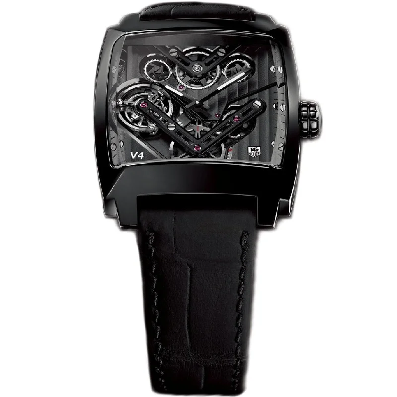 Watches with Engraved Dials for PersonalizationTag Heuer Men's WAW2081.FC6348 Monaco Black Leather Watch