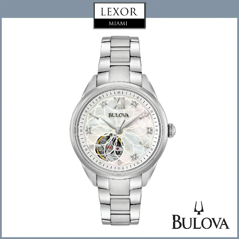 Watches with Skeletonized Hands for a Modern TwistBulova 96P181 Sutton Automatic Silver Stainless Steel Strap Women Watches