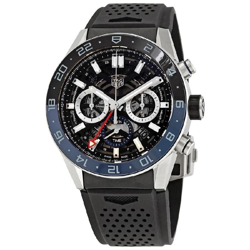 Luxury Brand Automatic Watches for MenTag Heuer Men's CBG2A1Z.FT6157 Carrera  Chronograph Black Rubber Watch