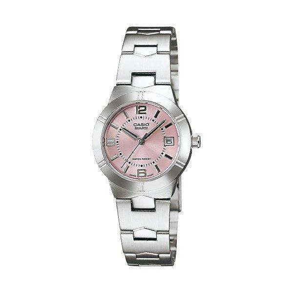 Leather Cuff Watches for a Bohemian LookCasio LTP-1241D-4A Silver/Pink Stainless Steel Strap for Women