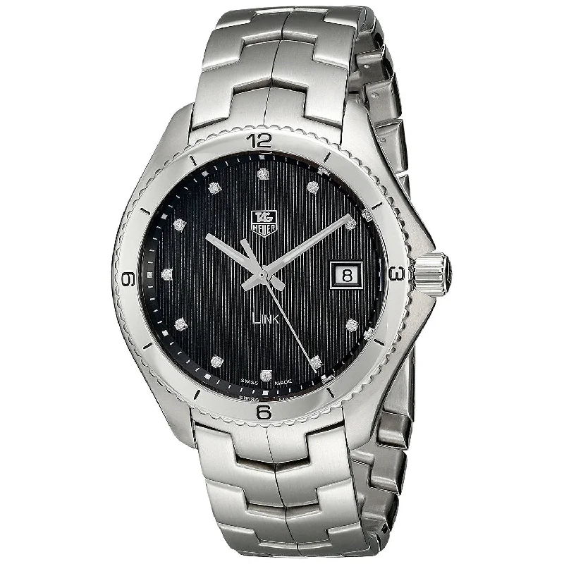 Watches with Multiple Time Zone DisplaysTag Heuer Men's WAT1112.BA0950 Link Diamond Stainless Steel Watch