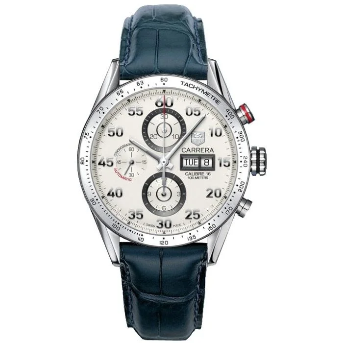 Luxury Quartz Watches with High-End MovementsTag Heuer Men's CV2A11.FC6183 Carrera Chronograph Blue Leather Watch