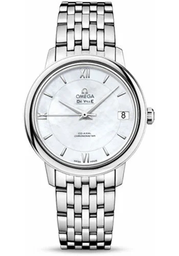 Watches with Stainless Steel PVD Coating for Scratch ResistanceOmega De Ville Prestige Co-Axial Watch - 32.7 mm Steel Case - Mother-Of-Pearl Dial - 424.10.33.20.05.001