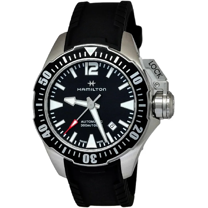 Analog-Digital Hybrid Watches for Dual FunctionalityHamilton Men's H77605335 Khaki Navy Automatic Black Rubber Watch