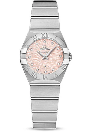 Watches with Rose Gold Plated Cases for a Feminine TouchOmega Constellation Quartz Watch - 24 mm Steel Case - Pink Mother-Of-Pearl Diamond Dial - 123.10.24.60.57.002