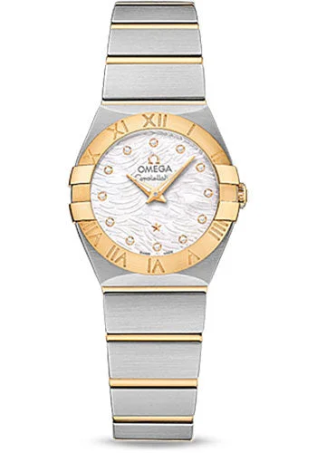 Watches with Sword-Style Hands for a Distinctive LookOmega Constellation Quartz Watch - 24 mm Steel Case - 18K Yellow Gold Bezel - Mother-Of-Pearl Diamond Dial - 123.20.24.60.55.008