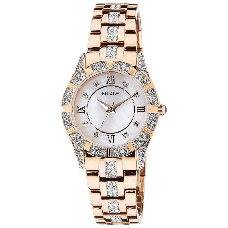 Watches with Multiple Time Zone DisplaysBulova Women's 98L197 Crystal Rose Gold-Tone Stainless Steel with Sets of Crystal Watch