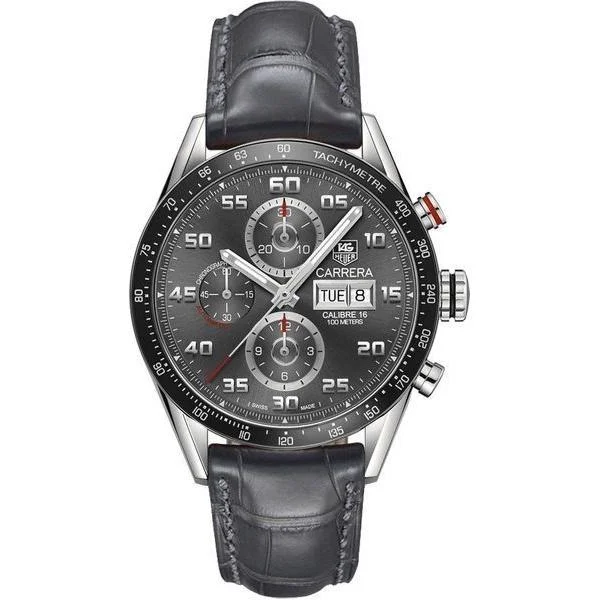 Chronograph Watches for Sports EnthusiastsTag Heuer Men's CV2A1U.FC6313 Carrera Chronograph Grey Leather Watch