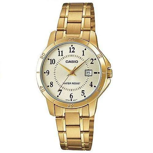 Traveler’s Watches with World Time FunctionCasio LTP-V004G-9B Gold Stainless Watch for Women