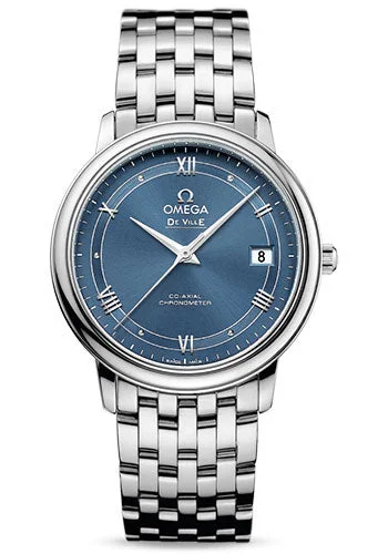 Square Dial Watches with Modern DesignOmega De Ville Prestige Co-Axial Watch - 36.8 mm Steel Case - Blue Dial - 424.10.37.20.03.002