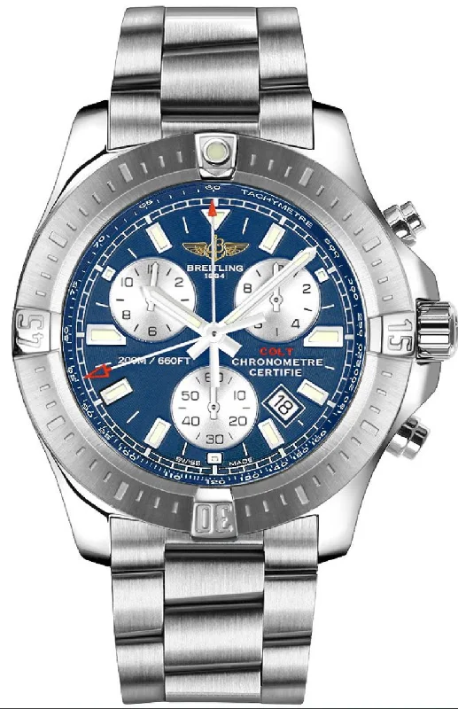 Watches with Stainless Steel PVD Coating for Scratch ResistanceBreitling Colt Chronograph Stainless Steel Mariner Blue Dial