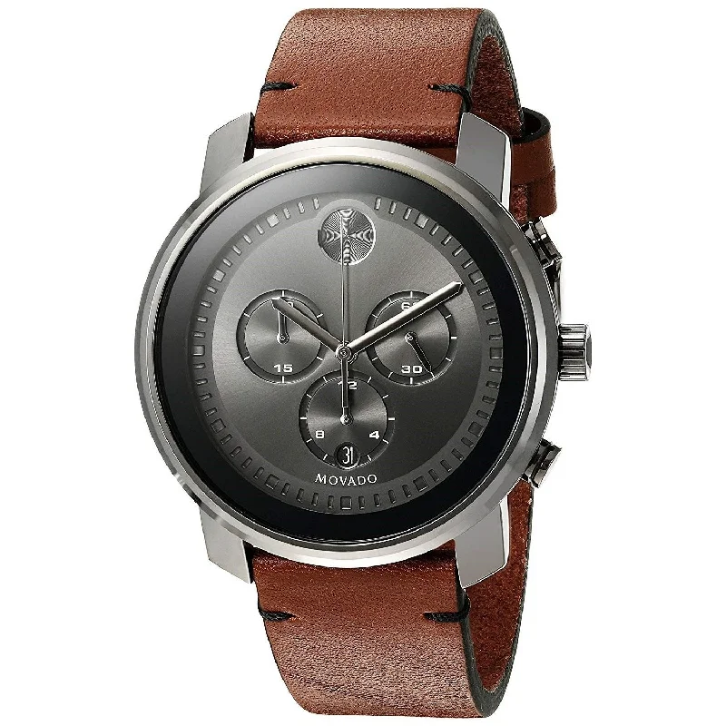 Luxury Brand Automatic Watches for MenMovado Men's 3600367 Bold Chronograph Brown Leather Watch