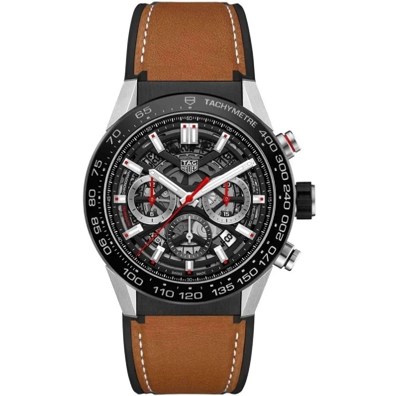 Titanium Cased Watches for Lightweight ComfortTag Heuer Men's CBG2010.FT6144 Carrera Chronograph Brown Leather Watch