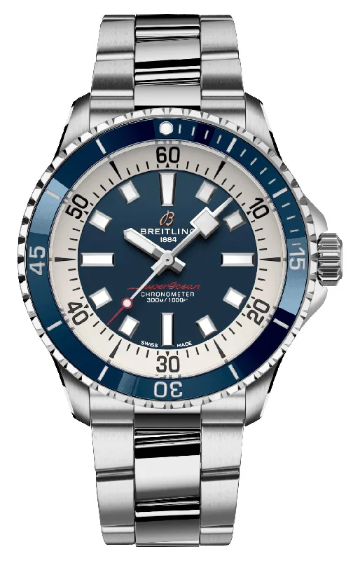 Ceramic Cased Watches with Mother-of-Pearl DialsBreitling Superocean Automatic Chronometer Stainless Steel Blue Dial Divers Mens Watch A17375E71C1A1