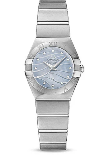 Designer Brand Watches with Unique Dial PatternsOmega Constellation Quartz Watch - 24 mm Steel Case - Blue Mother-Of-Pearl Diamond Dial - 123.10.24.60.57.001