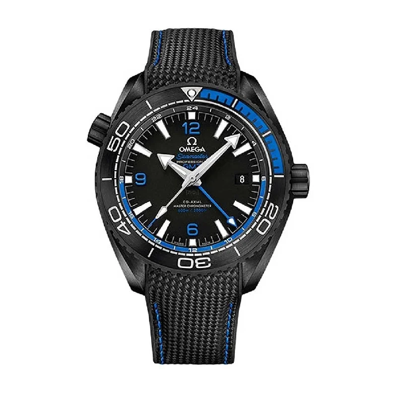 Round Dial Watches with Roman NumeralsOmega Men's 215.92.46.22.01.002 Seamaster Planet Ocean Black Rubber Watch