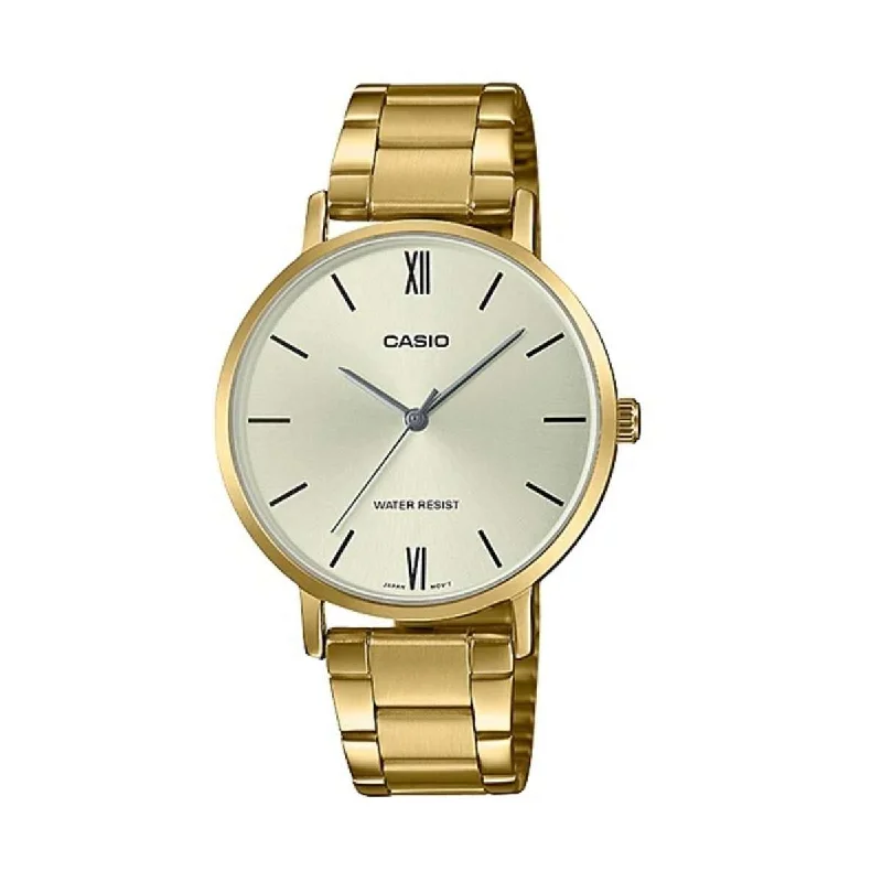 Watches with Backlight for Low-Light ConditionsCasio LTP-VT01G-9B Gold Stainless Strap for Women