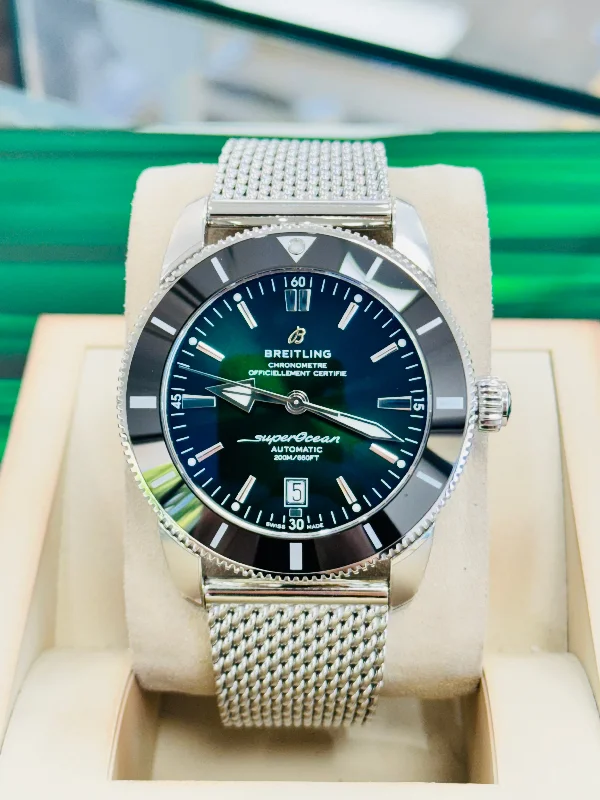 Retro-Inspired Quartz Watches for Retro LoversBreitling AB2020 Superocean Heritage II 46  Green Dial Box and Papers UNWORN