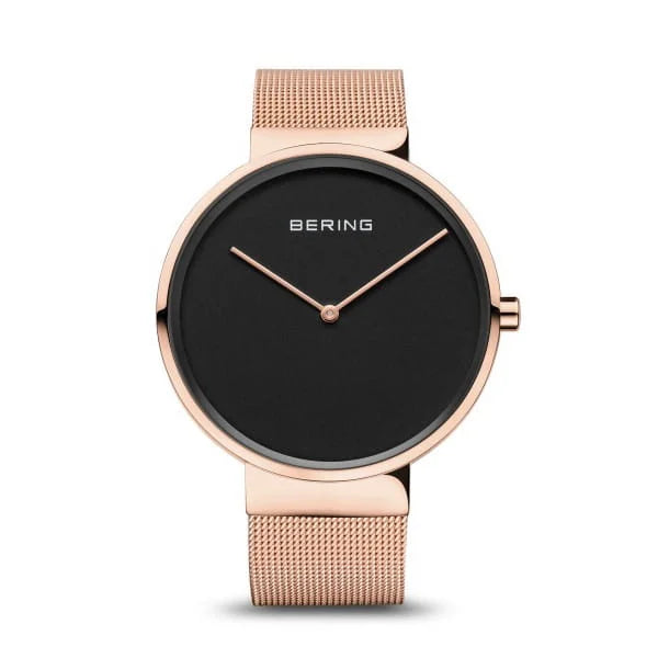 Dressy Watches for Evening EventsBering - Classic Collection Unisex Rose Gold Case Black Dial