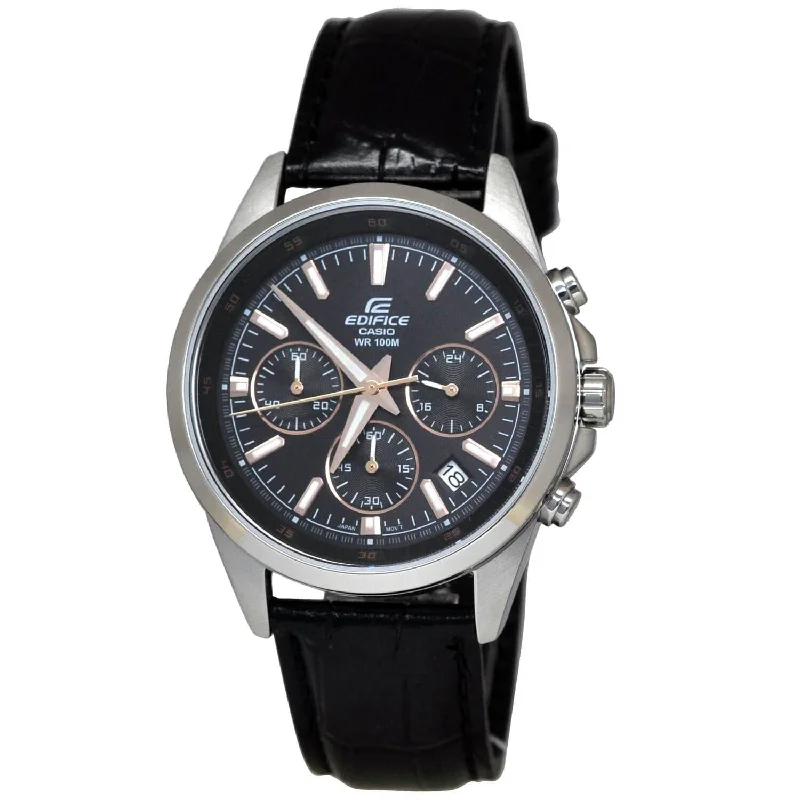 Watches with Embossed Dials for a Textured LookCasio Men's EFR527L-1A Edifice Chronograph Black Leather Watch