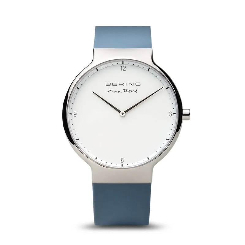 Watches with Temperature SensorBering Max René Polished Silver Blue Silicone Watch