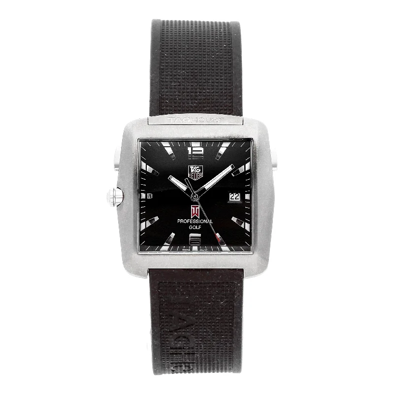 Watches with Multiple Time Zone DisplaysTag Heuer Men's WAE1110.FT6004 Golf Black Silicon Watch