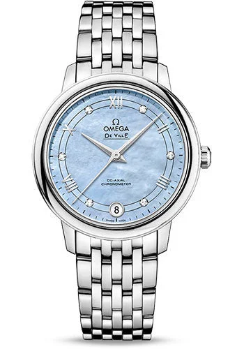 Digital Watches with Timer FunctionOmega De Ville Prestige Co-Axial Watch - 32.7 mm Steel Case - Blue Diamond Dial - 424.10.33.20.57.001