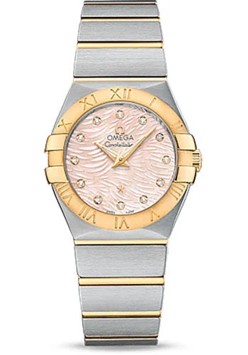 Budget-Friendly Quartz Watches for StudentsOmega Constellation Quartz Watch - 27 mm Steel Case - 18K Yellow Gold Bezel - Pink Mother-Of-Pearl Diamond Dial - 123.20.27.60.57.005